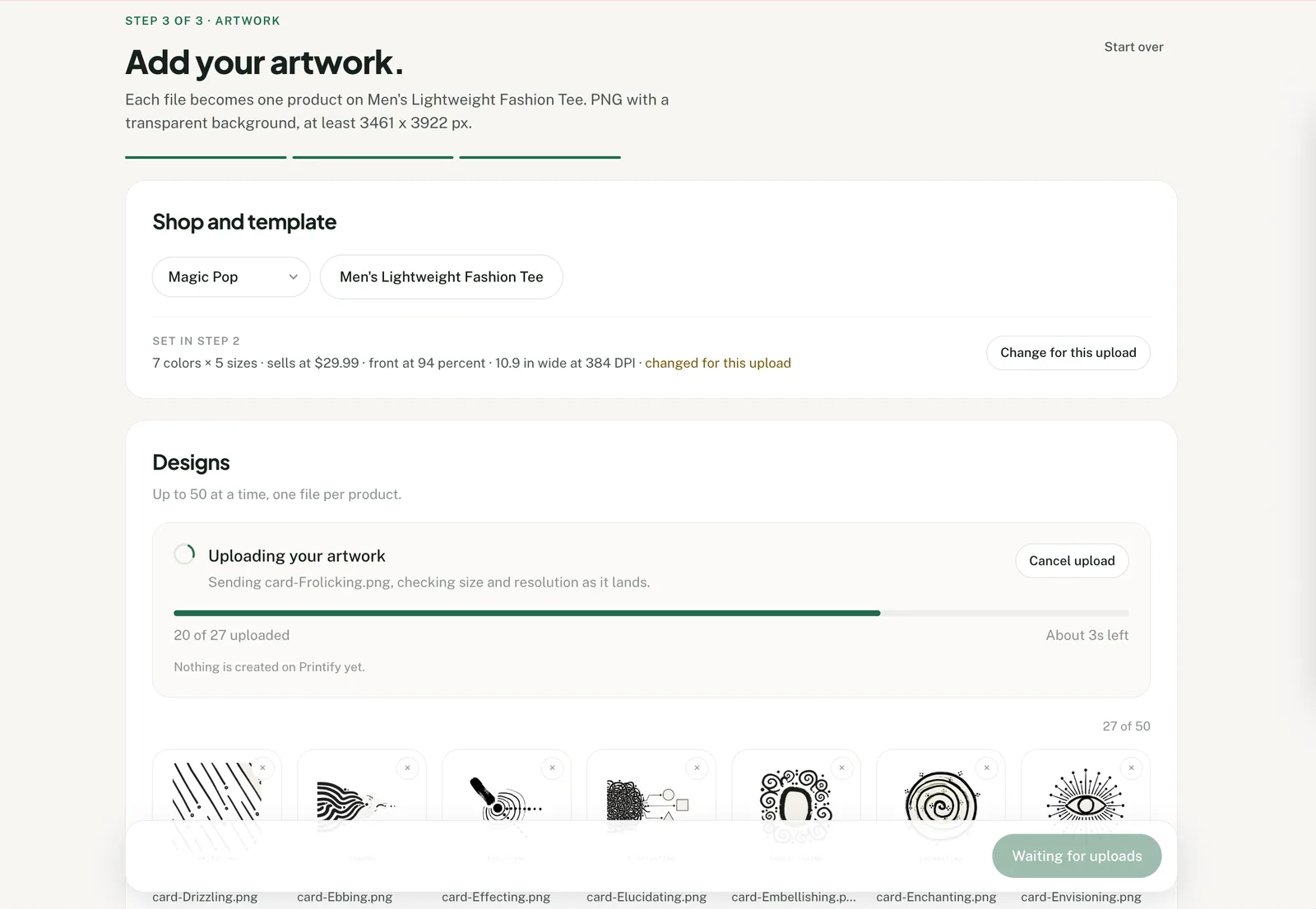 Productify multi-file artwork upload with one proposed product per design
