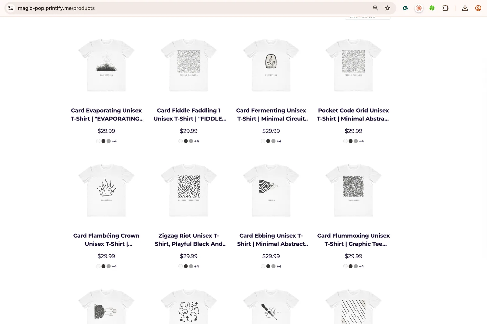 Products created in Printify and published to a connected store