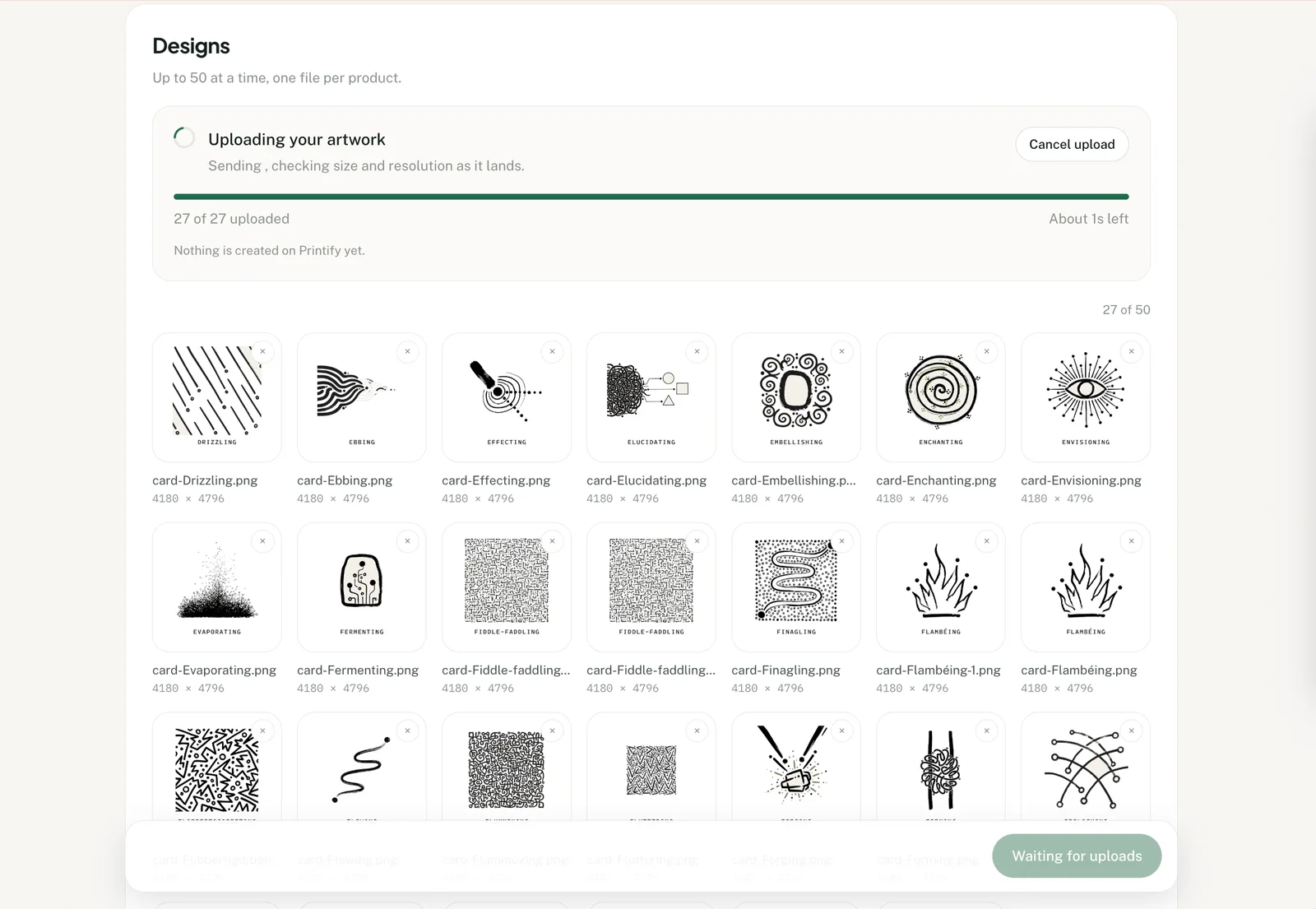 Productify uploading multiple designs for Printify product creation