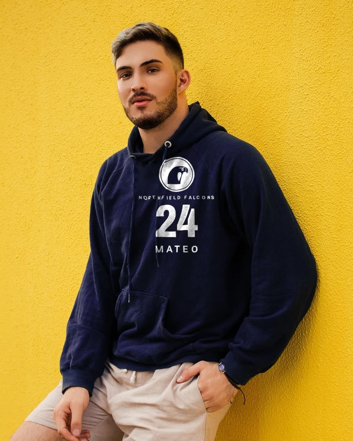 Mateo #24 Northfield Falcons team hoodie in navy