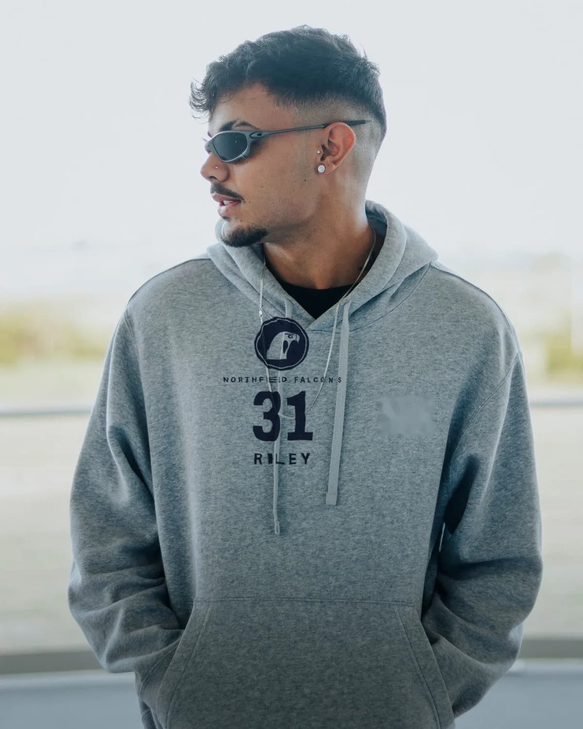 Riley #31 Northfield Falcons team hoodie in gray